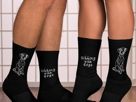 Sitting with Dogs Socks - Black For Sale