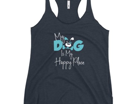 Women s Racerback Tank (My dog is my happy place) Online