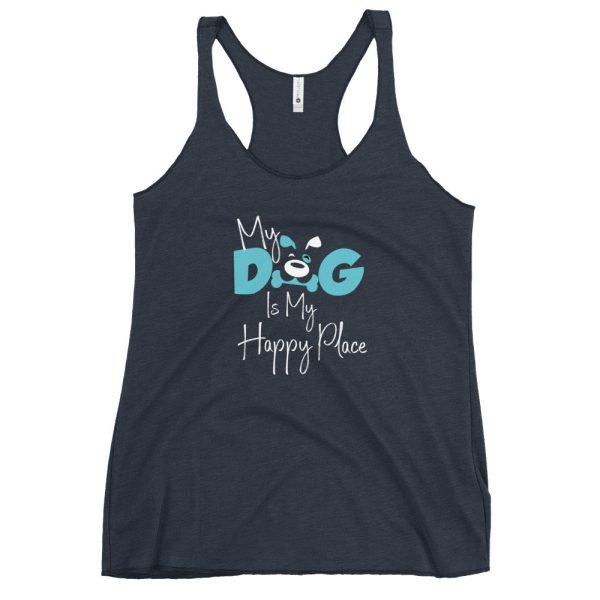 Women s Racerback Tank (My dog is my happy place) Online